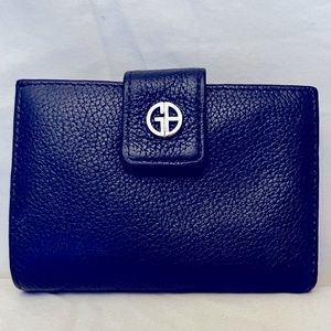 Gianni Bernini soft leather dark blue wallet Kiss Lock EUC